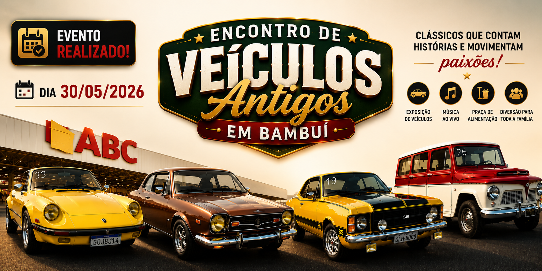 Encontro de Veículos Antigos no pátio do ABC